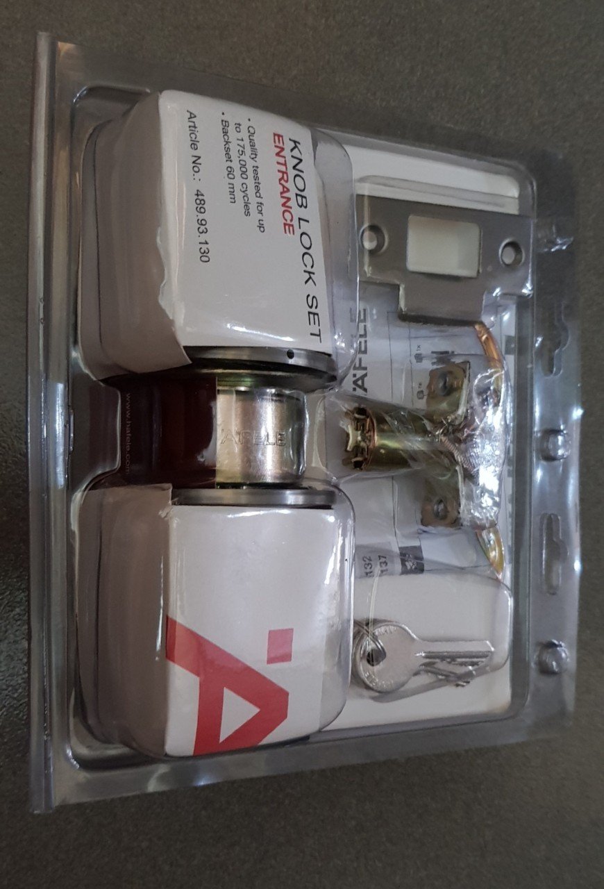 Tay nắm tròn =KL, cửa đi màu inox mờ Hafele 489.93.130