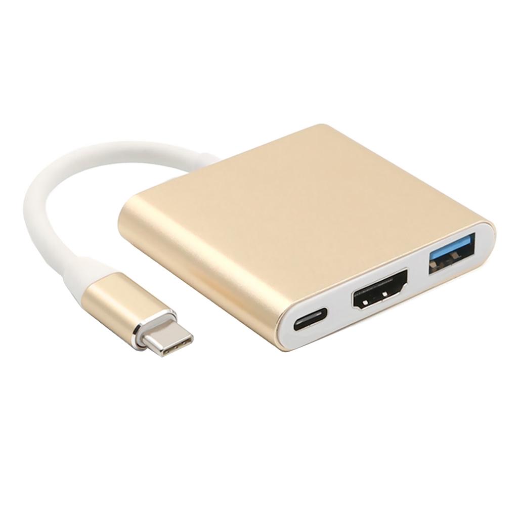 3 in 1 Type C to 4K & USB 3.0 & USB-C Hub Adaptor Converter