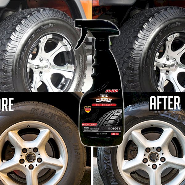 Combo 3 chai xịt dưỡng đen bóng lốp Focar Tire Care (Tặng miếng thơm bất kỳ)