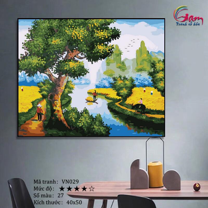 Tranh sơn dầu số hoá tự tô màu Gam VN029 40x50cm căng sẵn khung