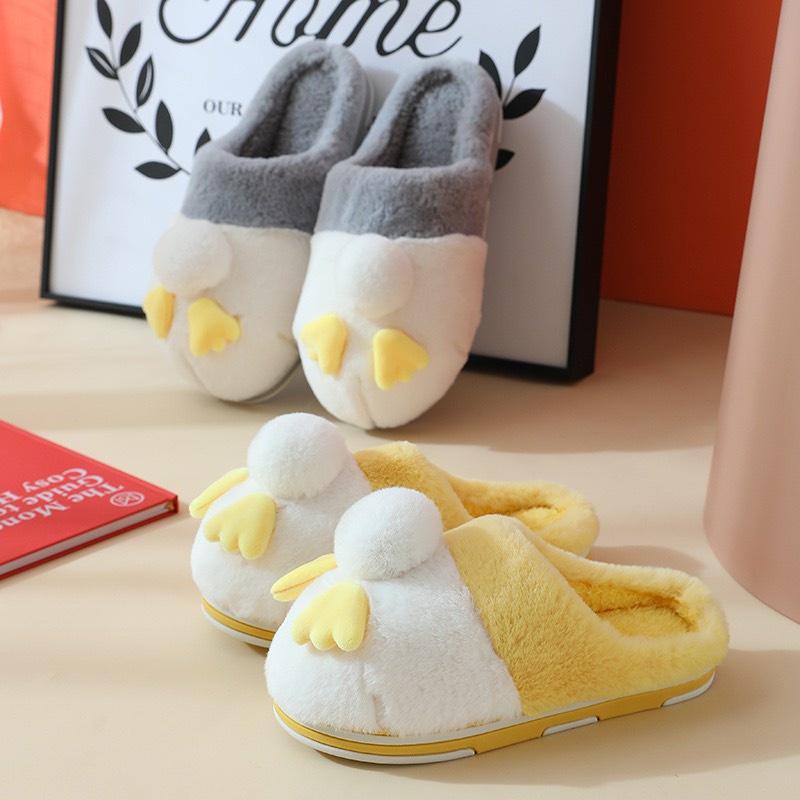 Dép bông hoạt hình vịt siêu xinh đi trong nhà ấm áp chống trơn trượt cho nam nữ DA06