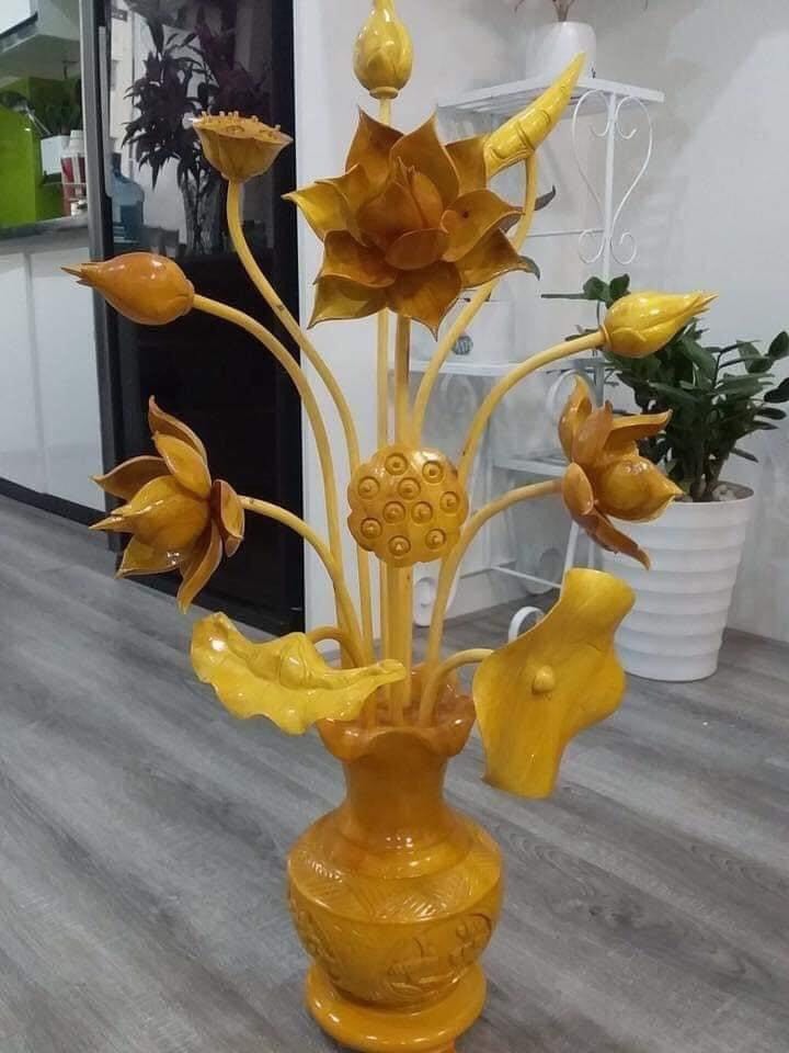 Hoa sen gỗ mít 1 bình