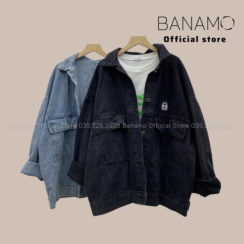 Áo khoác jean UNISEX form rộng nam nữ màu xanh và đen thời trang Banamo Fashion Áo khoác jean 361