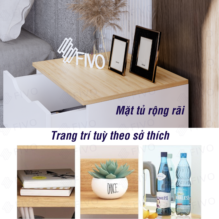 Tủ Đầu Giường Gỗ FIVO FT18 Có Ray Kéo Cao Cấp Thiết Kế Hiện Đại Phù Hợp Với Mọi Không Gian Phòng Ngủ