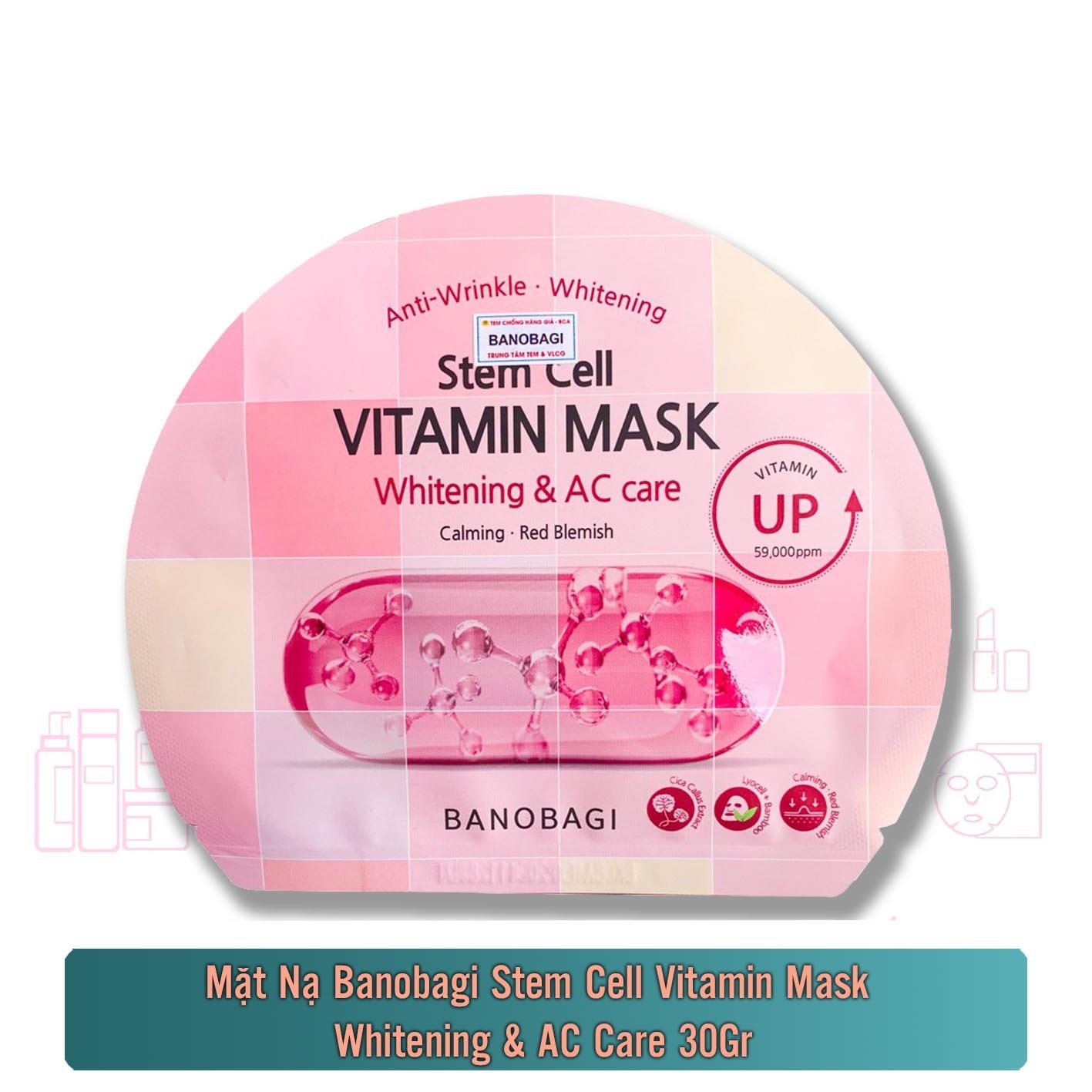 COMBO 10 MIẾNG MẶT NẠ BANOBAGI VITAMIN MASK STEM CELL WHITERNING & AC CARE 2022