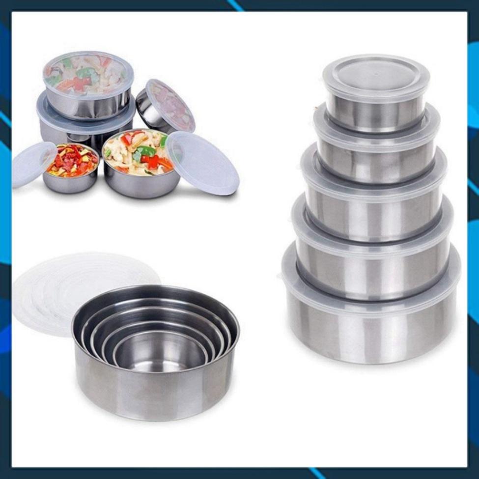 Bộ 5 Bát Inox Đựng Thực Phẩm Có Nắp Đậy |