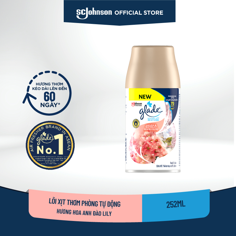 Lõi Xịt thơm phòng tự động GLADE  Hương Hoa Anh Đào Lily 252ml