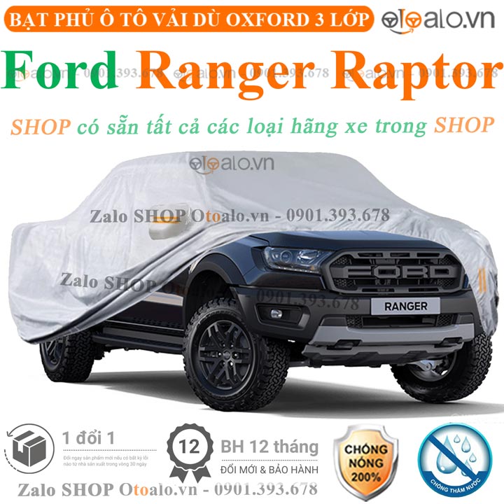 Bạt trùm che phủ xe ô tô Ford Ranger Raptor Cao Cấp 3 Lớp Chống Nắng Nóng Chống Nước Chống xước