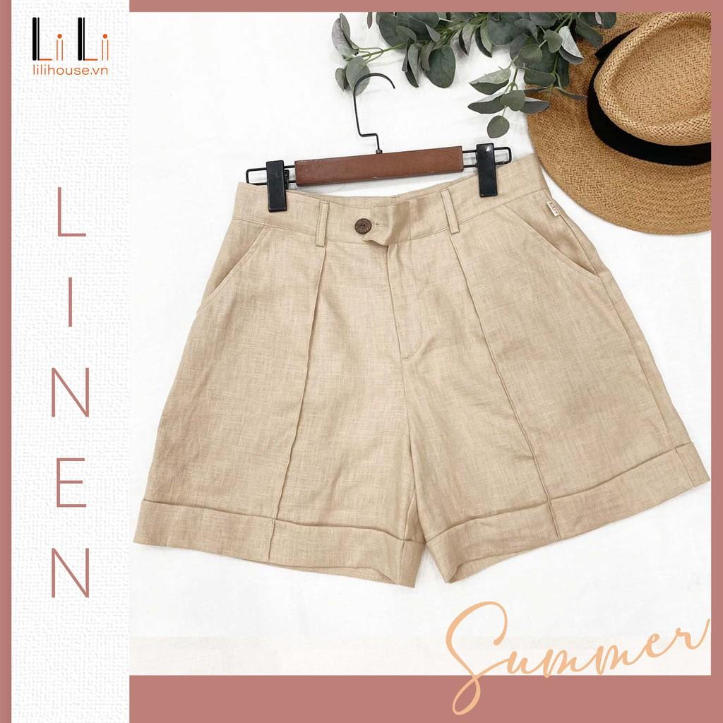 Quần short nữ vải linen tưng sợi tự nhiên không pha trộn sợi hóa học cao cấp