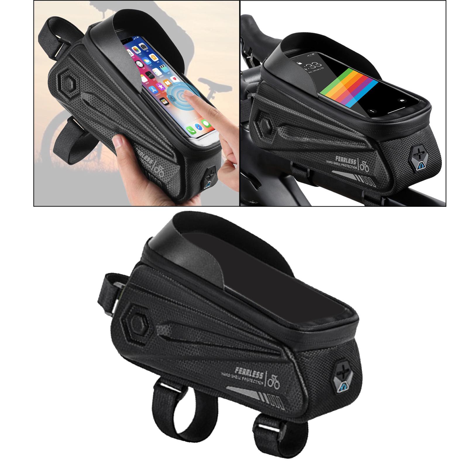 Bicycle Front Frame Bag Top Tube Crossbar Pouch Touch Screen Black