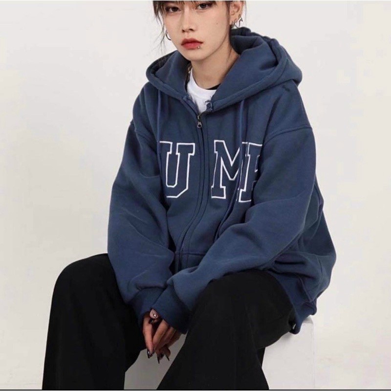 Áo Khoác Hoodie Nỉ Chữ JUMP Có Nón Mũ 2 Lớp - Kiểu Khóa Kéo Zip Nam Nữ Cặp Đôi - Chống Nắng - Thu Đông