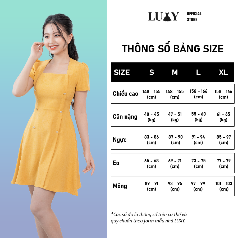 Đầm thiết kế cổ vuông dáng ôm LUXY V149 đủ size từ 42kg - 65kg