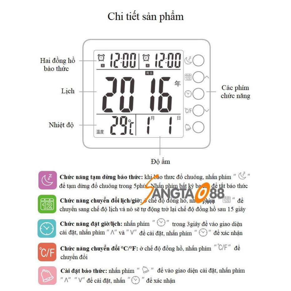 Nhiệt Ẩm Kế Điện Tử Đo Nhiệt Độ, Độ Ẩm Kiêm Đồng Hồ(Dụng Cụ Bảo Vệ Sức Khỏe Gia Đình) T10