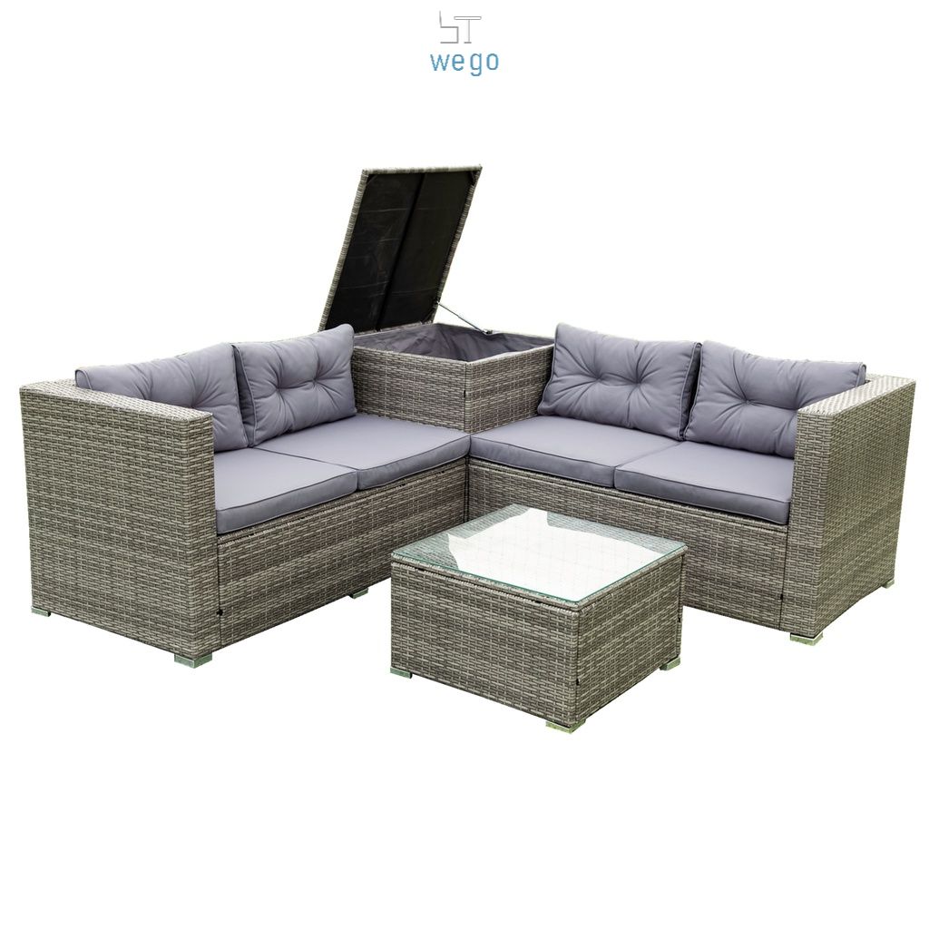 WEGO BỘ SOFA MÂY NHỰA NGOÀI TRỜI/ BỘ SOFA SÂN VƯỜN 4 CHỖ NGỒI// Outdoor Furniture Rattan Chair Sofa Set Balcony Table Garden Sofa 3 seater