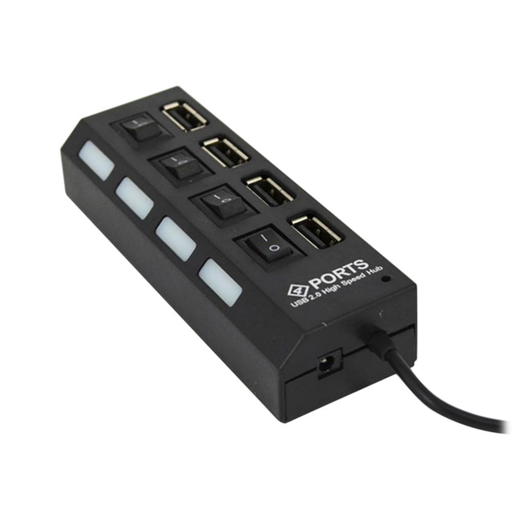 4-Port USB 2.0 Multi Charger High Speed Adapter ON/OFF Switch PC