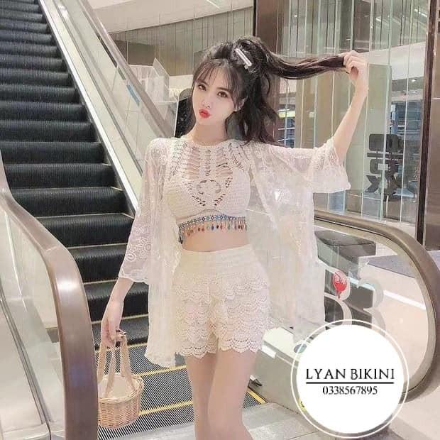 Bikini đồ bơi nữ 2 mảnh áo choàng len móc kín đáo cao cấp đi biển LYAN BIKINI B05