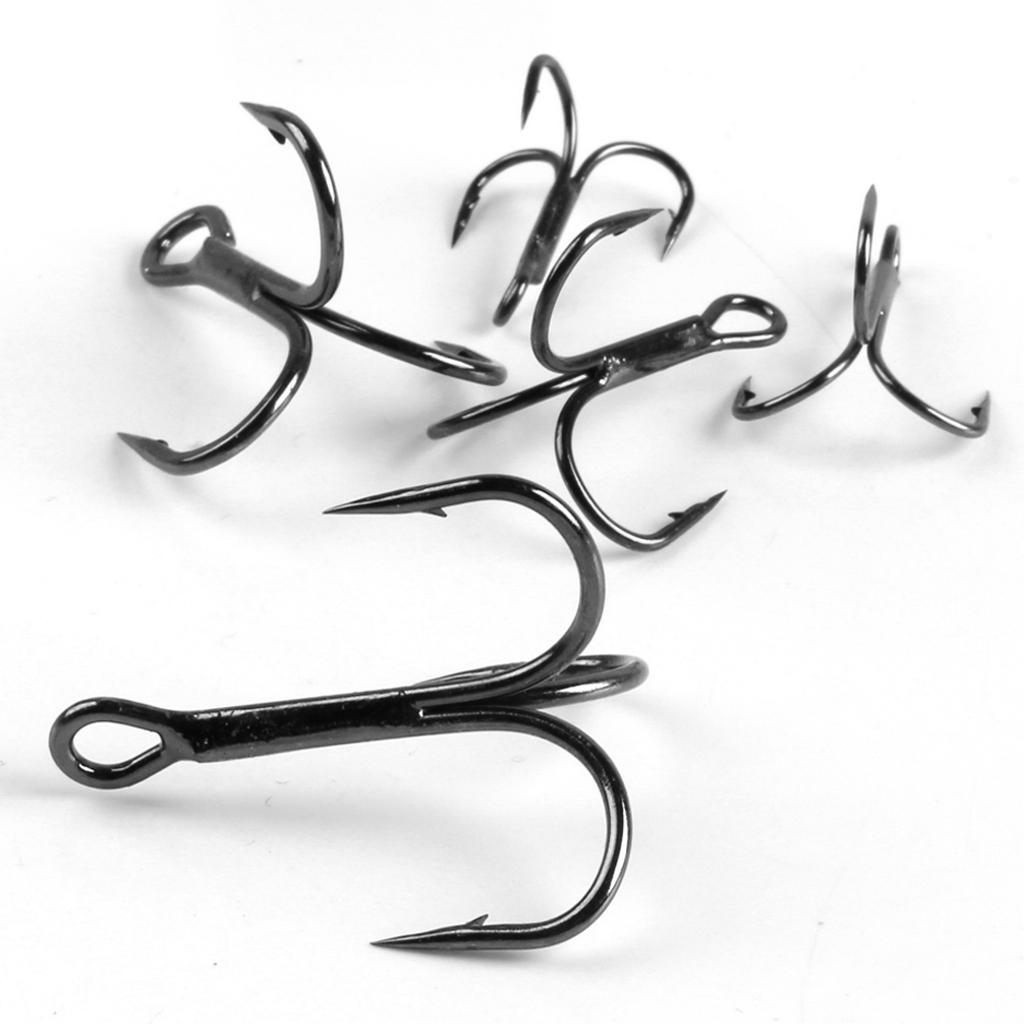 50pcs High Carbon Steel Fishing Hooks Treble Jig Hooks Fishhook Accessories