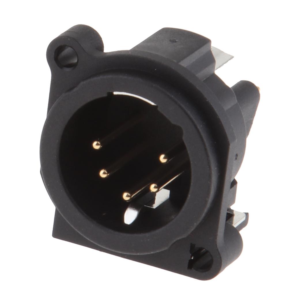 5 pin Male XLR Chassis Mounted Socket panel for DMX intercom headset