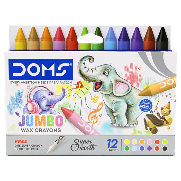 Hộp 12 Bút Sáp Màu Lớn Jumbo Wax Crayons - DOMS 3468