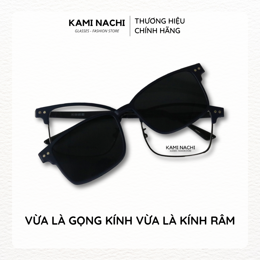 Gọng kính Clip On phiên bản Retro vuông đa năng, cắt được cận KAMI NACHI T8061