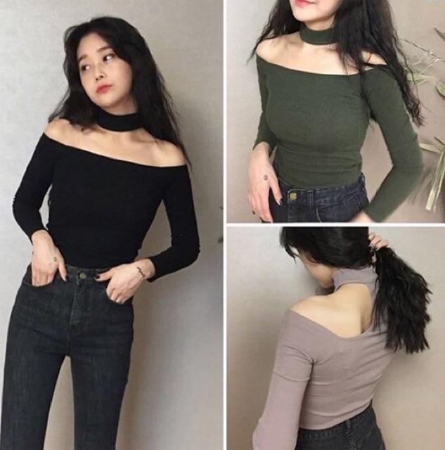 Áo Trễ Vai Choker Dài Tay - Hàng đẹp