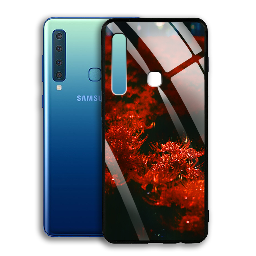 Ốp Lưng Kính Cường Lực cho điện thoại Samsung Galaxy A9 2018 - 03013 0594 HOABINGAN05 - In hình Hoa Bỉ Ngạn - Hàng Chính Hãng