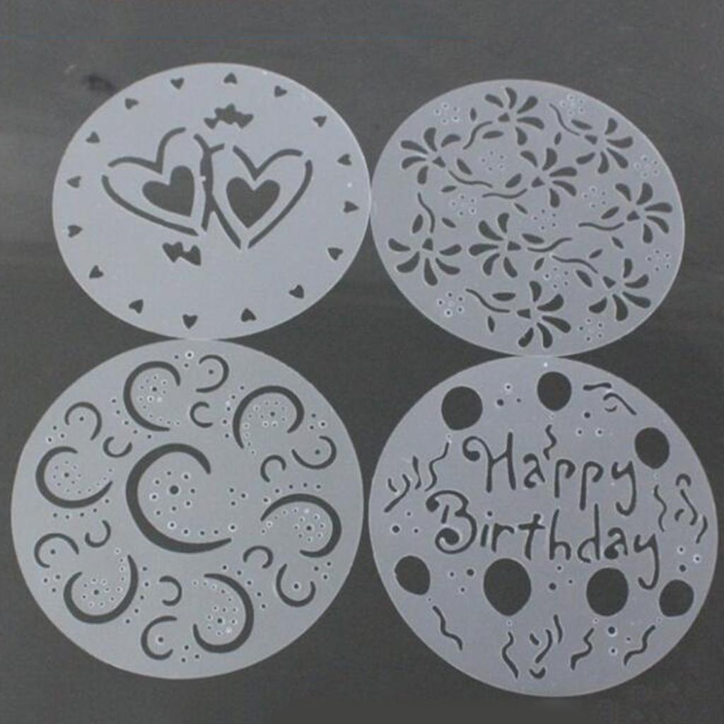 4 Pcs Variety Cake Cupcake Template Stencil Mold Birthday Spiral Decoration