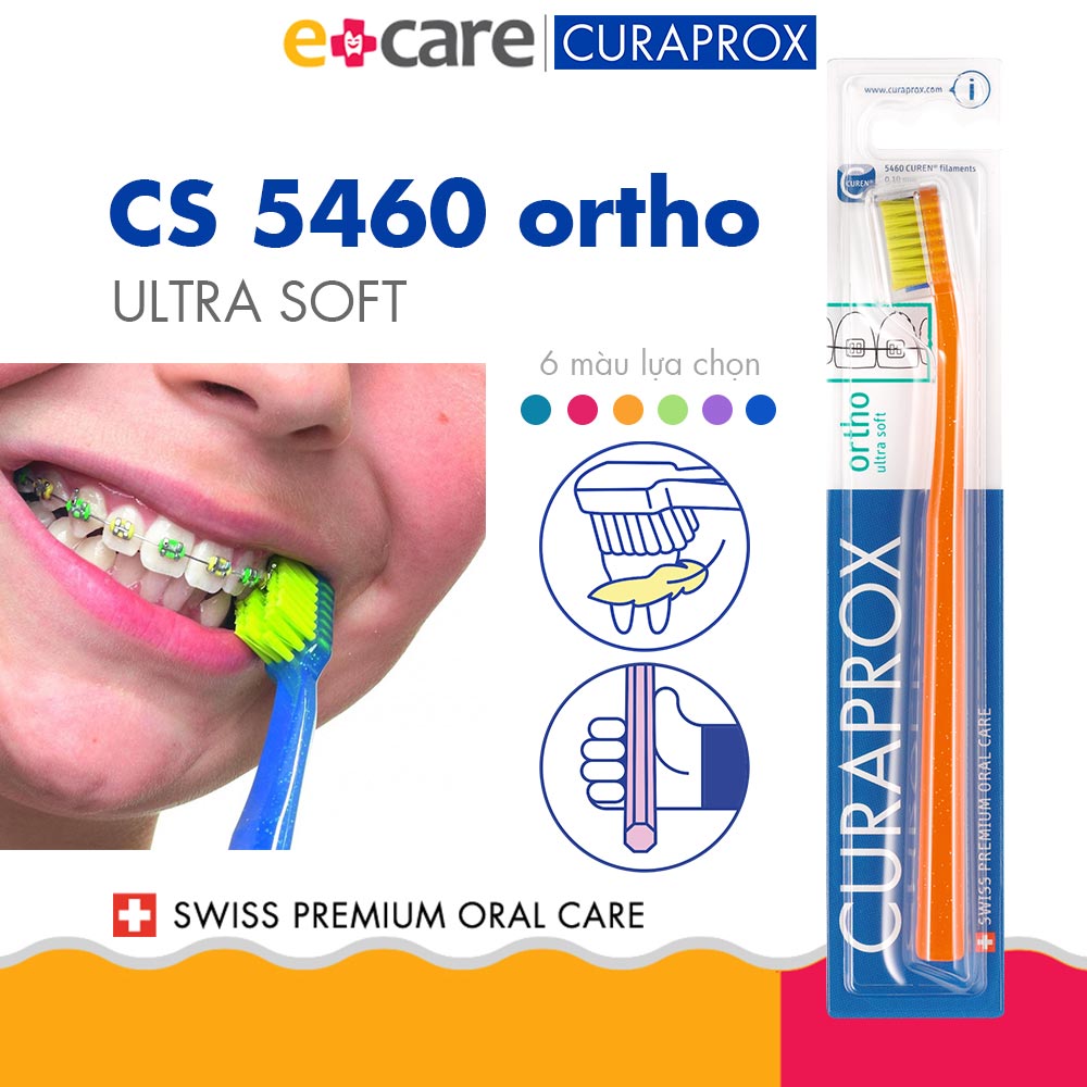 Bàn chải răng siêu mềm cho răng niềng Curaprox CS 5460 Ortho Ultra Soft – Cam