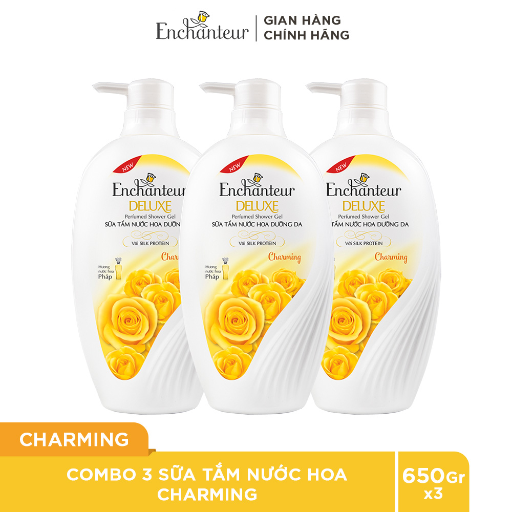 Combo 3 Sữa tắm hương nước hoa Enchanteur Charming 650gr/Chai
