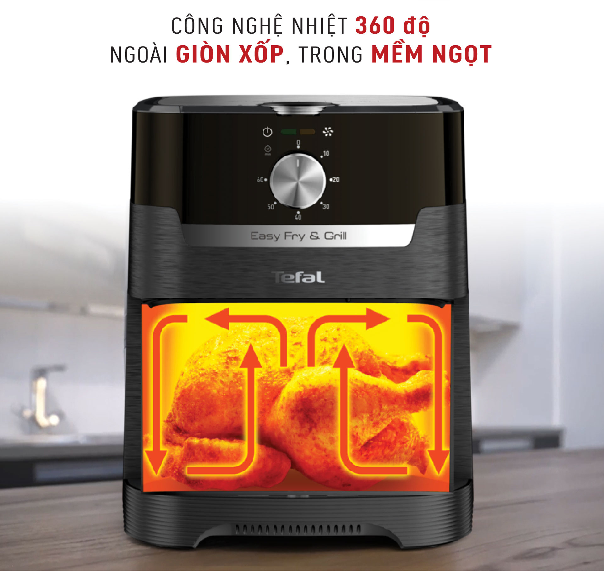 Nồi chiên, nướng không dầu cơ Tefal 2 trong 1 EY501815, Dung tích lòng nồi 4.6L / sử dụng 4.2L /1.2kg- Hàng chính hãng