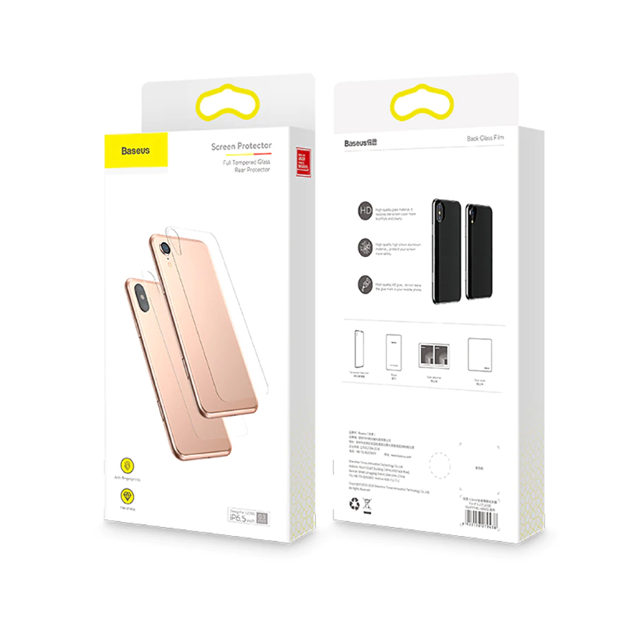 Miếng dán kính cường lực mặt sau lưng cho iPhone XS MAX hiệu BASEUS (mỏng 0.3mm, Full Glass, Full HD, Phủ Nano) - Hàng chính hãng