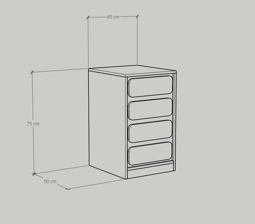 [Happy Home Furniture] SWEETY, Tủ đựng đồ 4 ngăn kéo, 45cm x 50cm x 75cm ( DxRxC), THK_083