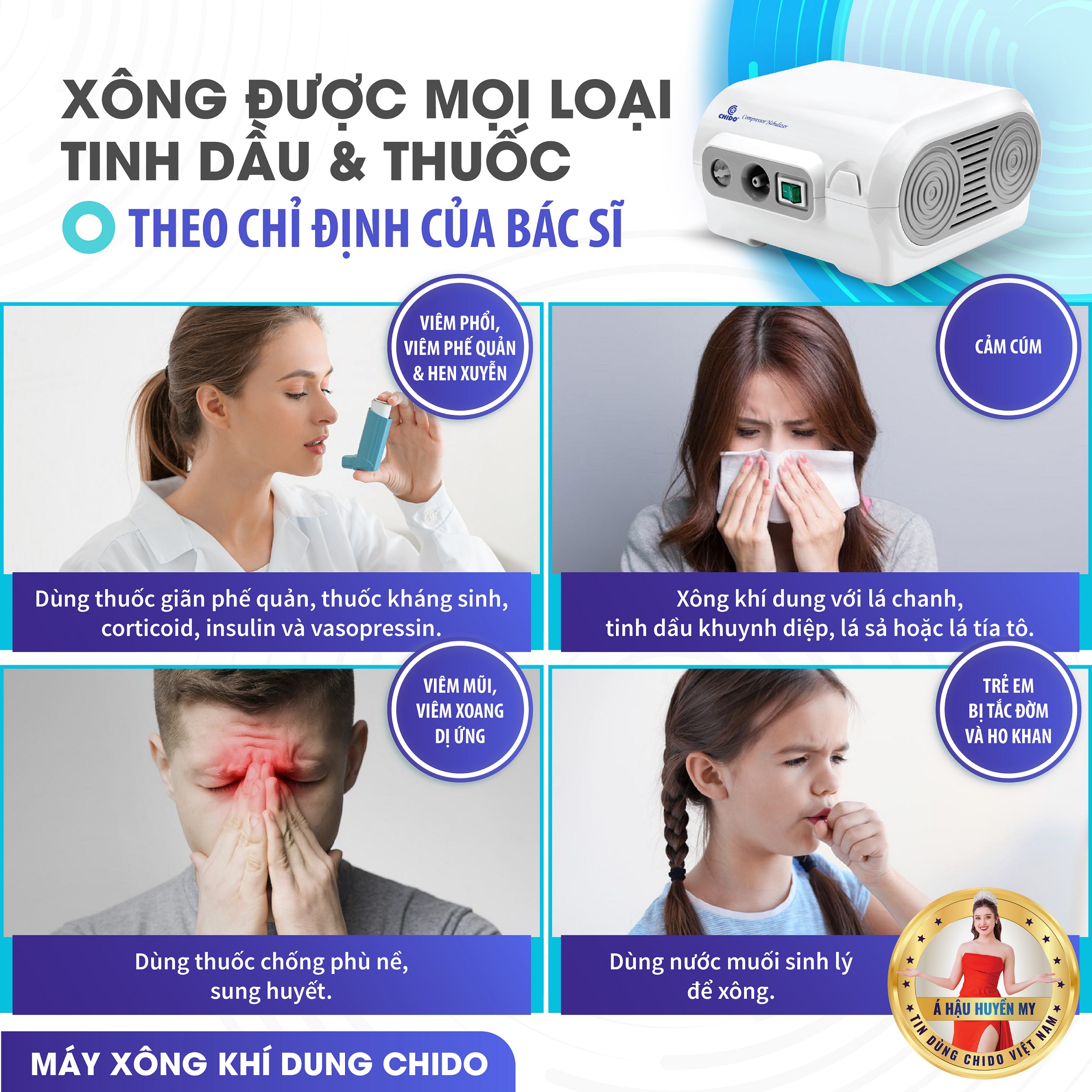 Máy Xông Mũi Họng Khí Dung Chido - Công Nghệ Nhật Bản