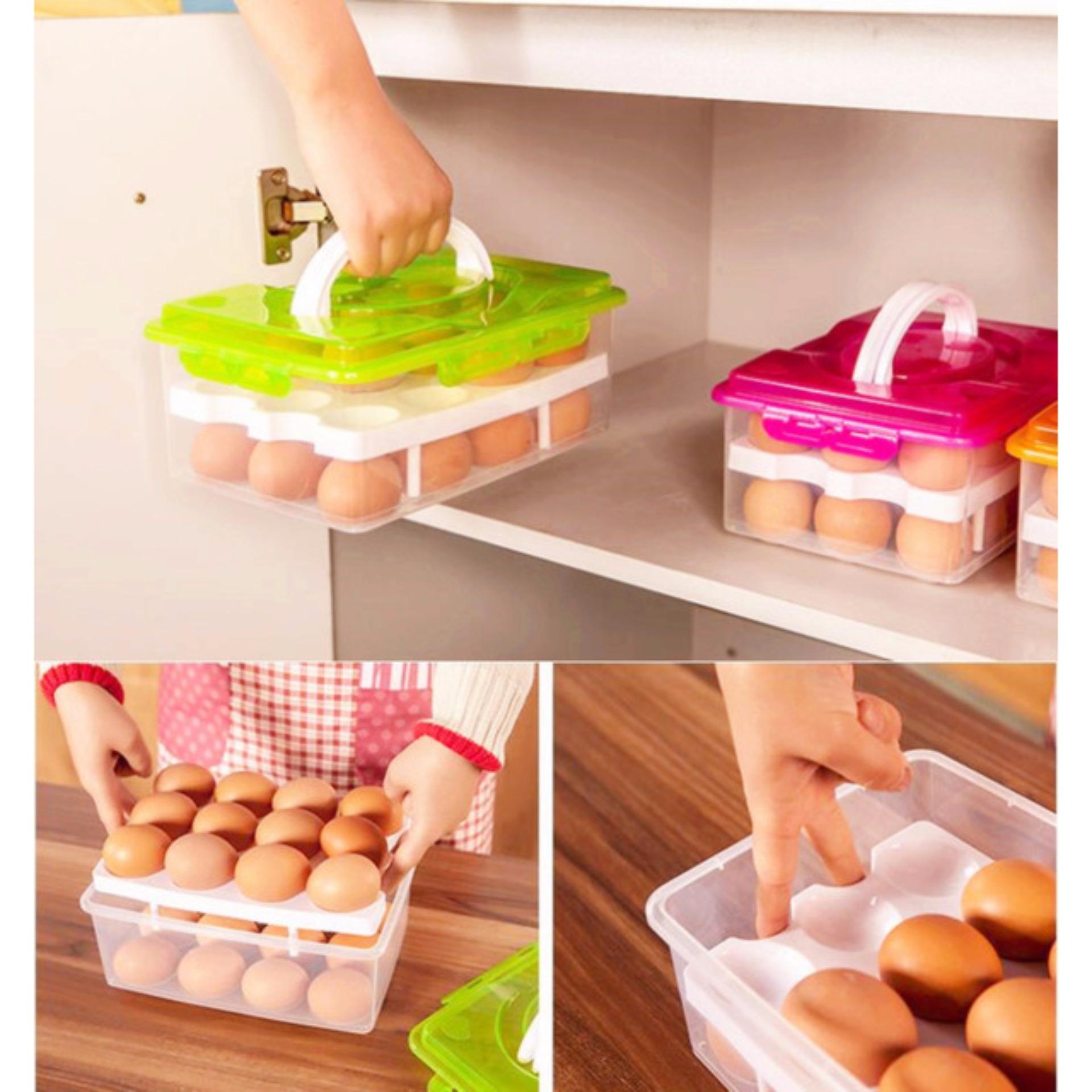 Hộp đựng trứng 24 quả có nắp đậy trong suốt nhựa Việt Khay bảo quản trứng tủ lạnh