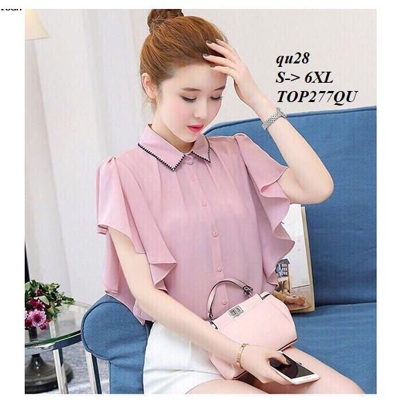 TOP207QU ÁO SƠ MI VOAN TAY BÈO NHÚN