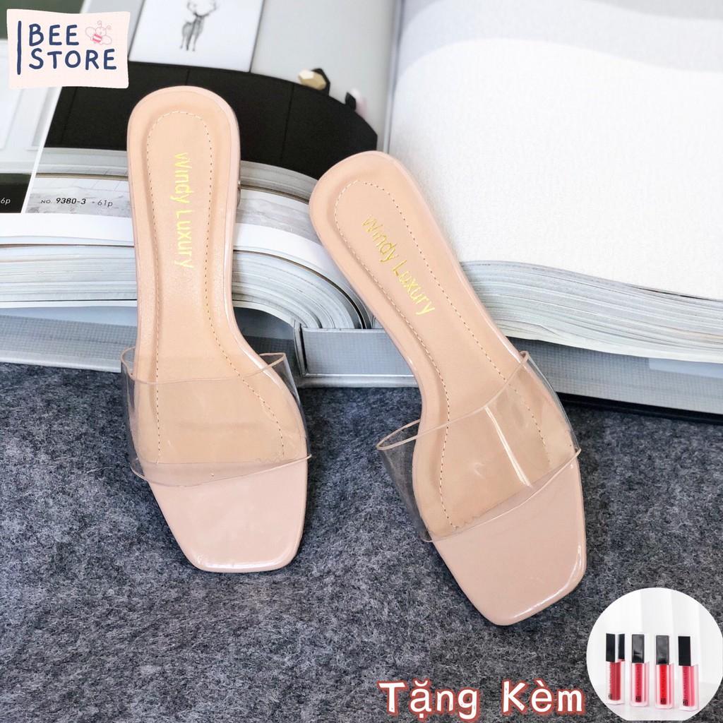 ️Tặng Kèm 1 Son HQ️Guốc Quai Trong Mica Đế Trong Cao 2cm Hàng VNXK - Freeship