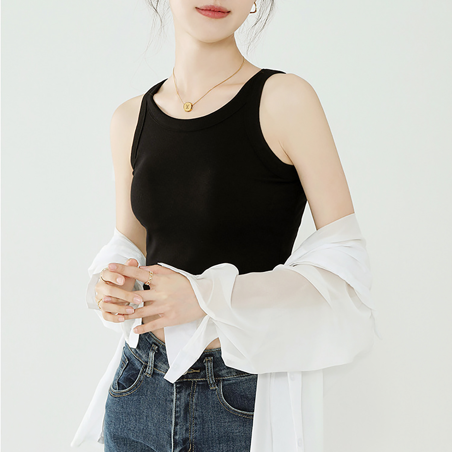 Áo ba lỗ croptop Icotton sát nách không tay ôm body vải thun gân co giãn