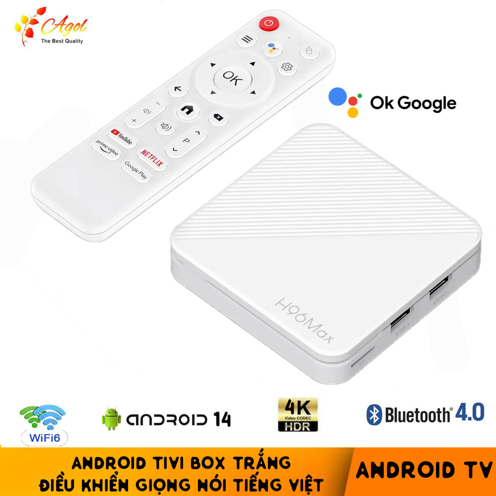 H96 Max điều khiển giọng nói tiếng Việt wifi 2 băng tần bluetooth Android mới cài sẵn phim, truyền hình cáp miễn phí vĩnh viễn - Hàng Nhập Khẩu