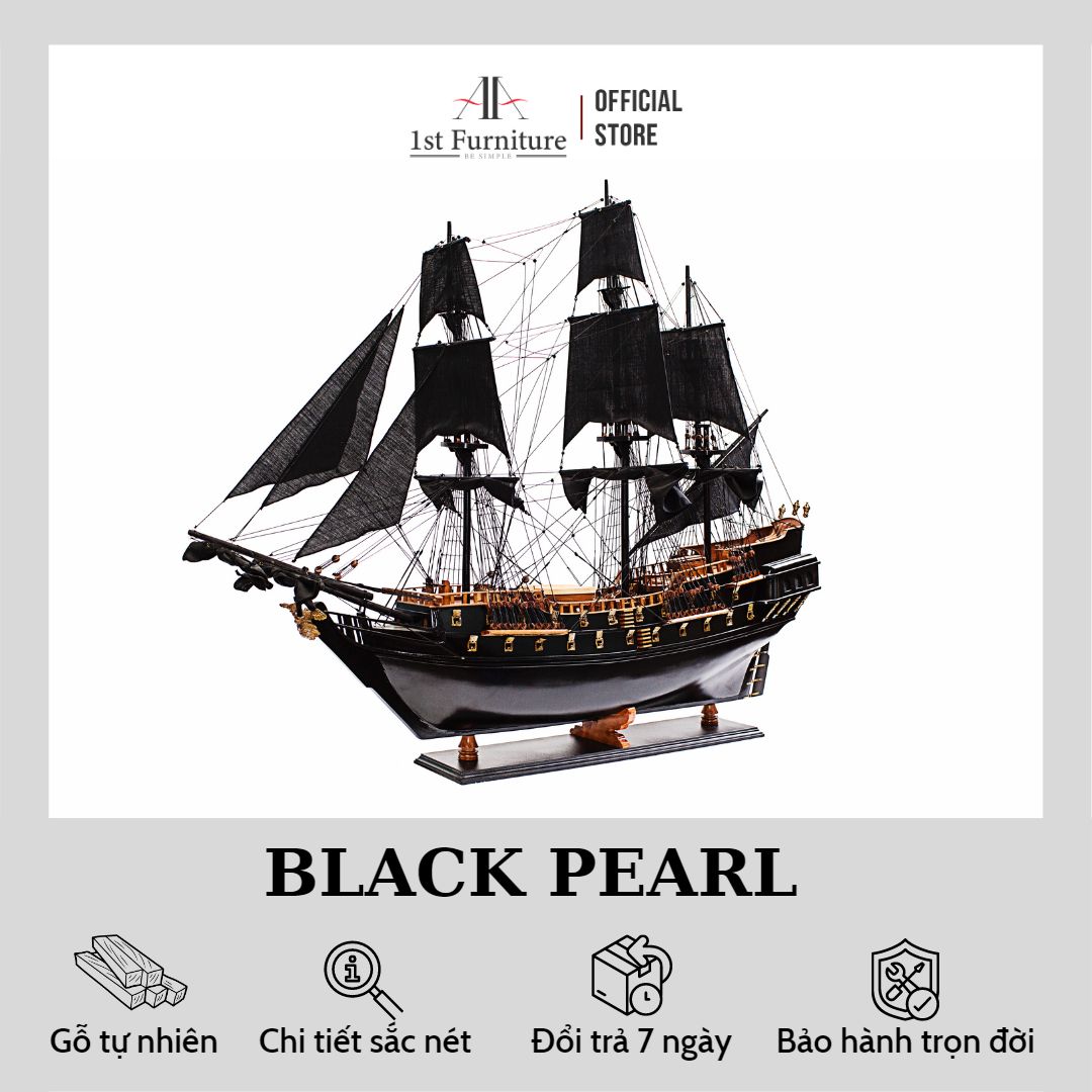 Mô hình Thuyền Cổ BLACK PEARL cao cấp, mô hình gỗ tự nhiên, lắp ráp sẵn, quà tặng sang trọng 1st FURNITURE