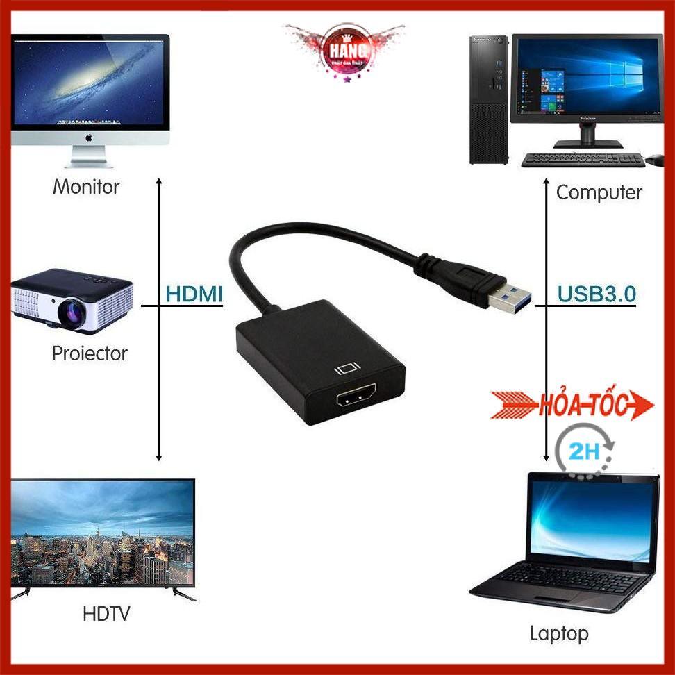 Cáp chuyển Usb ra HDMI FullHD cho laptop, pc - Hồ Phạm