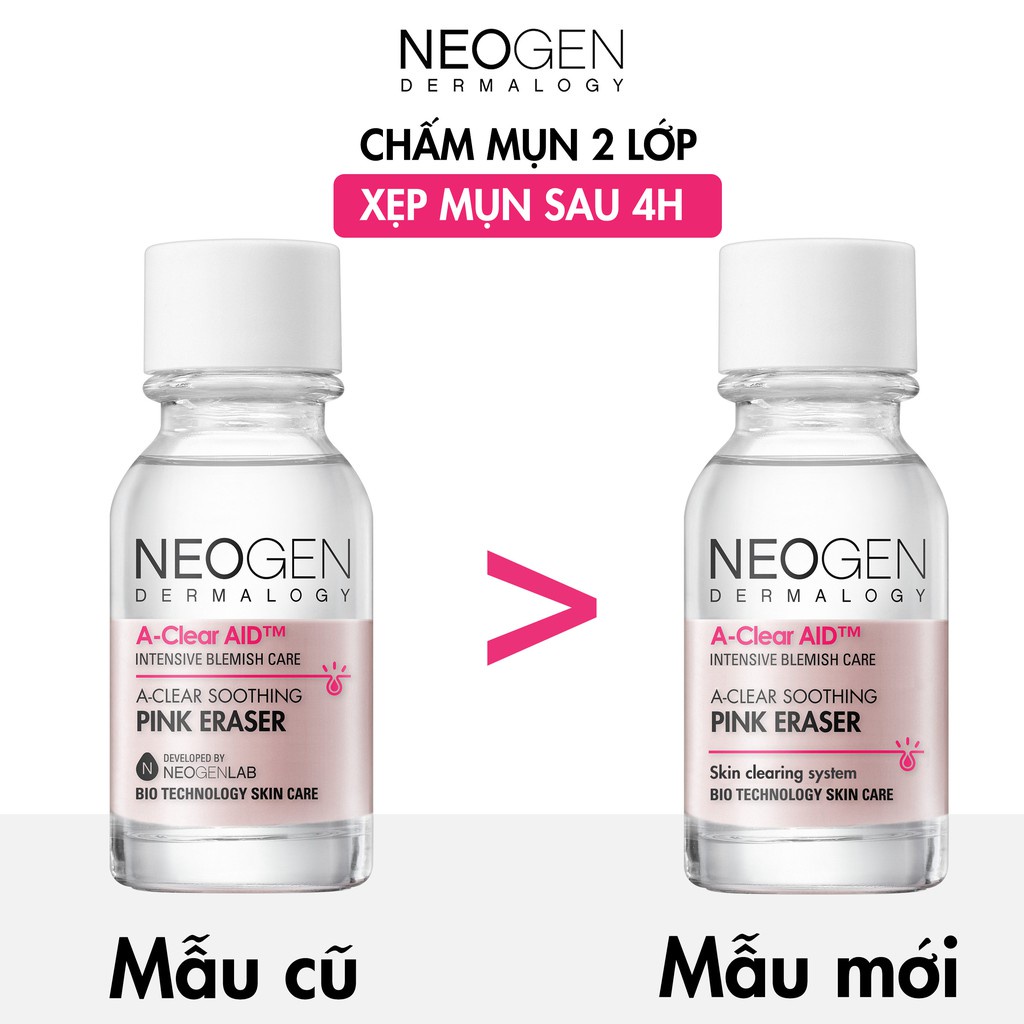 Combo 2 Chấm Mụn 2 Lớp Xẹp Mụn Sau 4H Neogen Dermalogy A-Clear Aid Soothing Pink Eraser 15ml x2