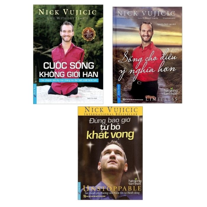 Combo 3 cuốn sách: Nick Vujicic - Cuộc Sống Không Giới Hạn + Nick Vujicic - Đừng Bao Giờ Từ Bỏ Khát Vọng + Nick Vujicic - Sống Cho Điều Ý Nghĩa Hơn