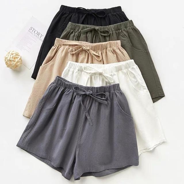 Quần đùi, quần short nữ chất thô đũi ống suông có túi