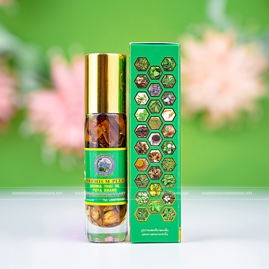 Dầu lăn thảo dược 29 vị Aroma Thai Oil Puya Brand Thái Lan( Chai 8 ml)