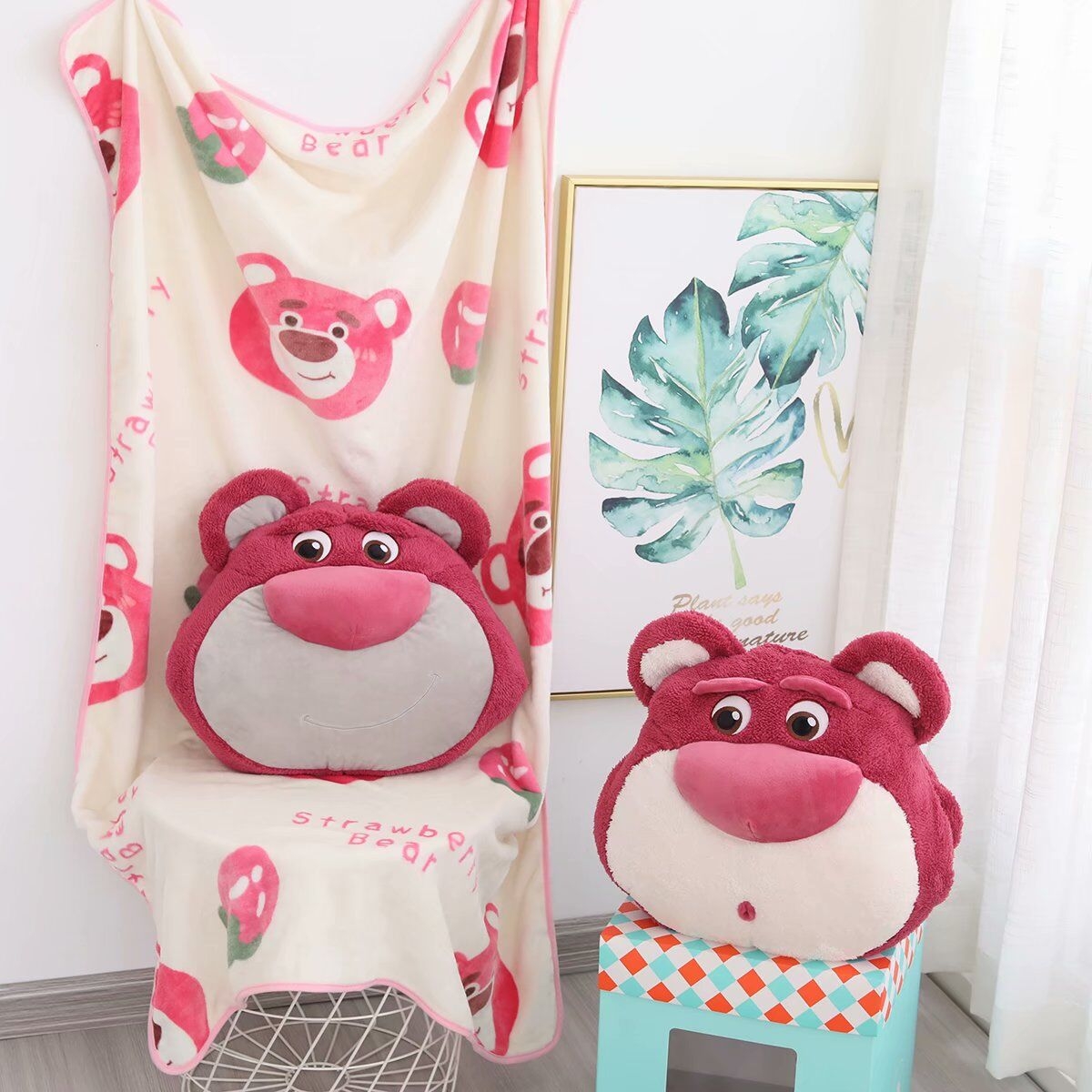Gối Chăn Mền Lotso Huggin Bear Lông Xù 3 in 1 Có Ủ Tay Cao Cấp