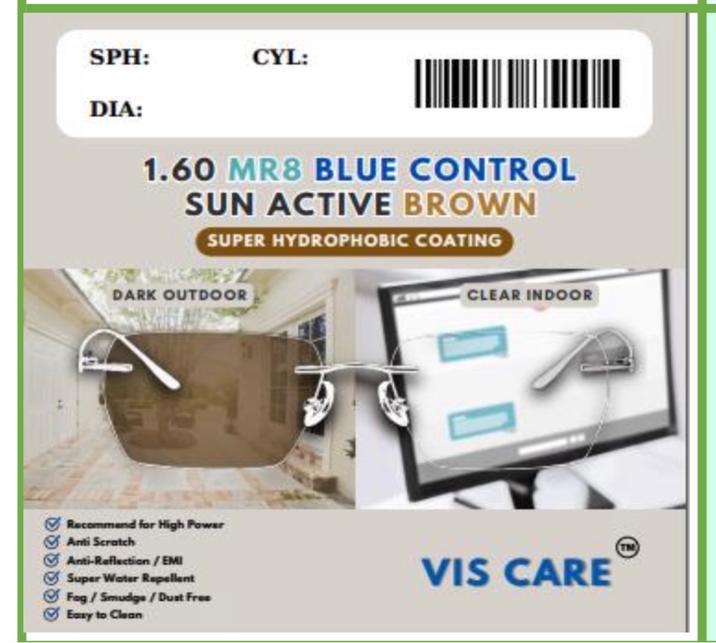 Tròng viscare mỏng 1.60 cận/viễn/loạn đổi màu chống ánh sáng xanh chính hãng mắt kính OURESS