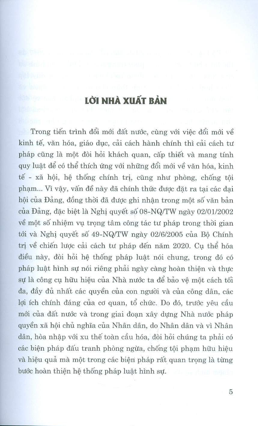 TRÁCH NHIỆM HÌNH SỰ VÀ LOẠI TRỪ TRÁCH NHIỆM HÌNH SỰ (Sách chuyên khảo) (Tái bản lần thứ hai, có sửa chữa, bổ sung)