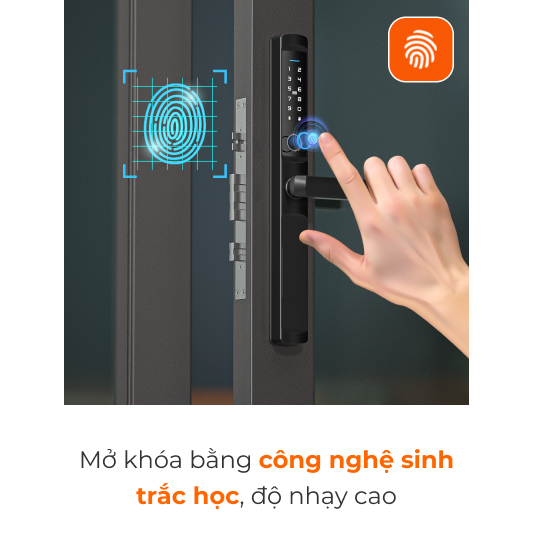 Khoá Cửa Thông Minh, Khoá Vân Tay Vconnex Cho Cửa Nhôm- Khóa Điện Tử Sang Trọng, Bảo Mật Đa Lớp