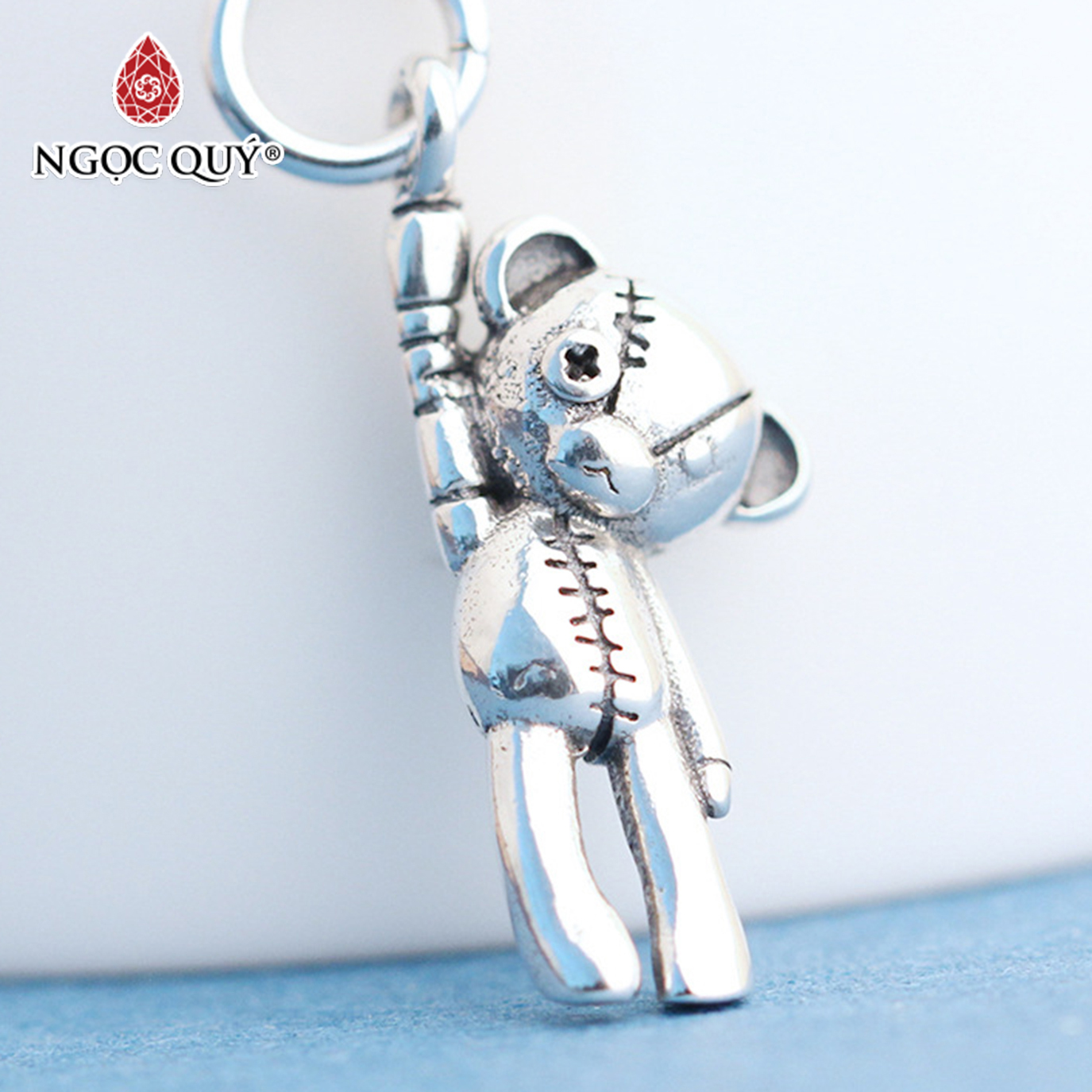 Charm bạc treo con rối hình gấu - Ngọc Quý Gemstones