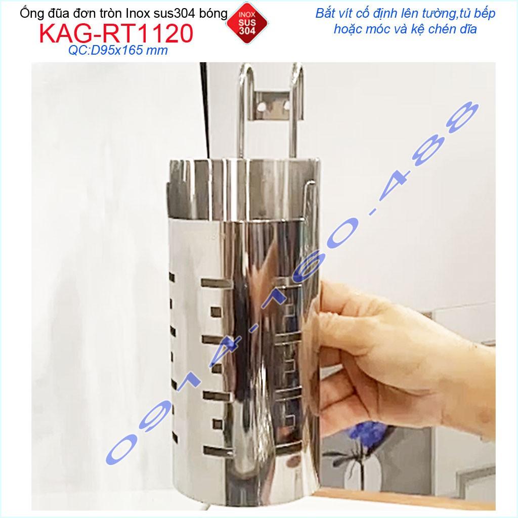 Ống đũa tròn KAG-RT1120, ống đựng muỗng đũa nĩa Inox SUS304 dập khuôn cao cấp sáng bóng bền bỉ theo thời gian